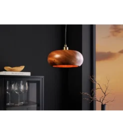 Lampa wisząca ALVA 25 cm drewno akacja