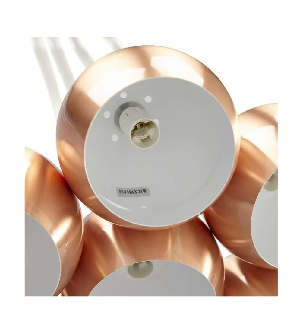 Lampa wisząca BOOMI 7 kloszy miedziana