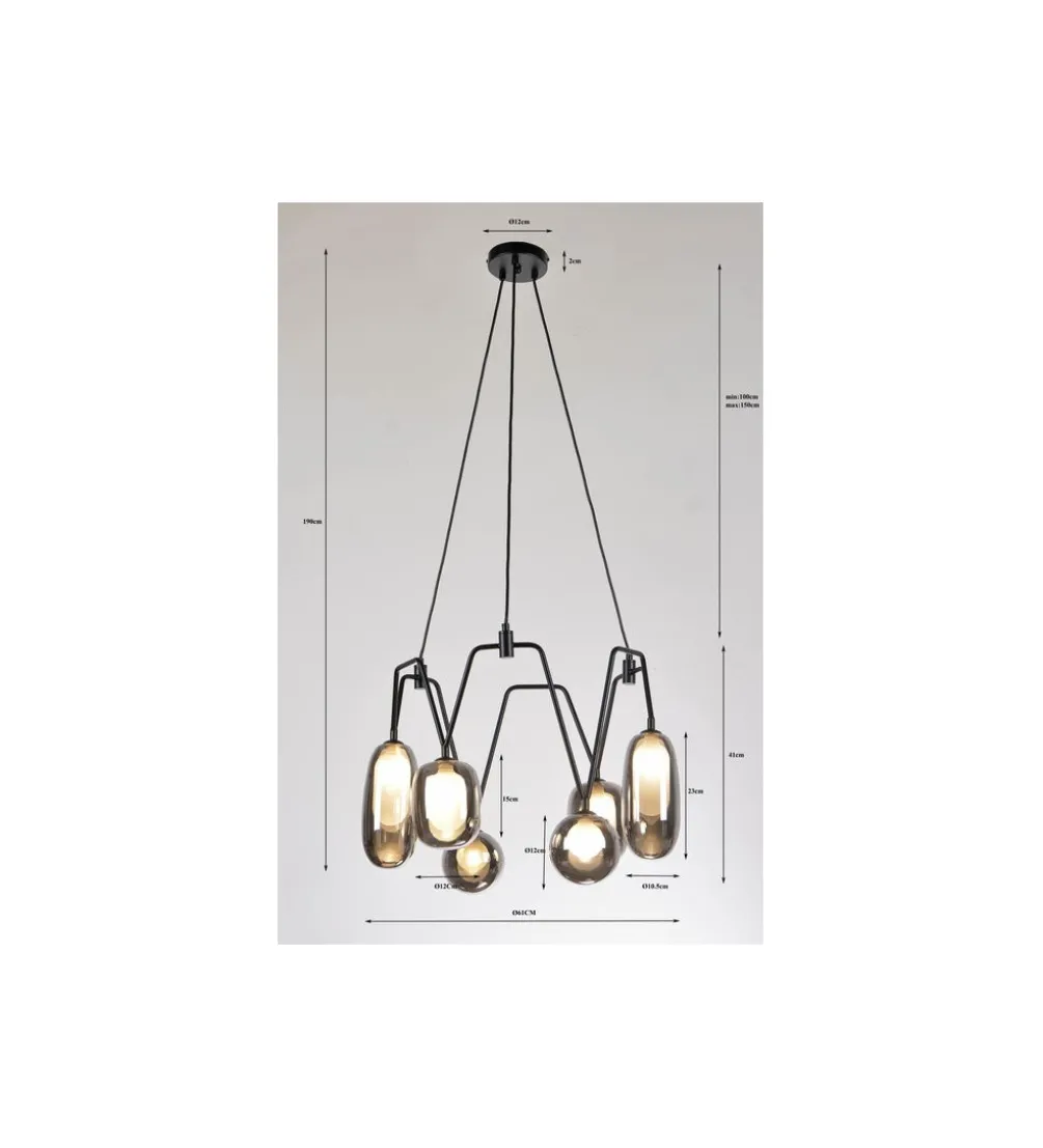 Lampa wisząca COLUMBO 58 cm czarna