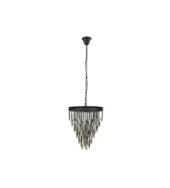 Lampa wisząca CRYSTAL 50 cm czarne szkło pryzmaty szare