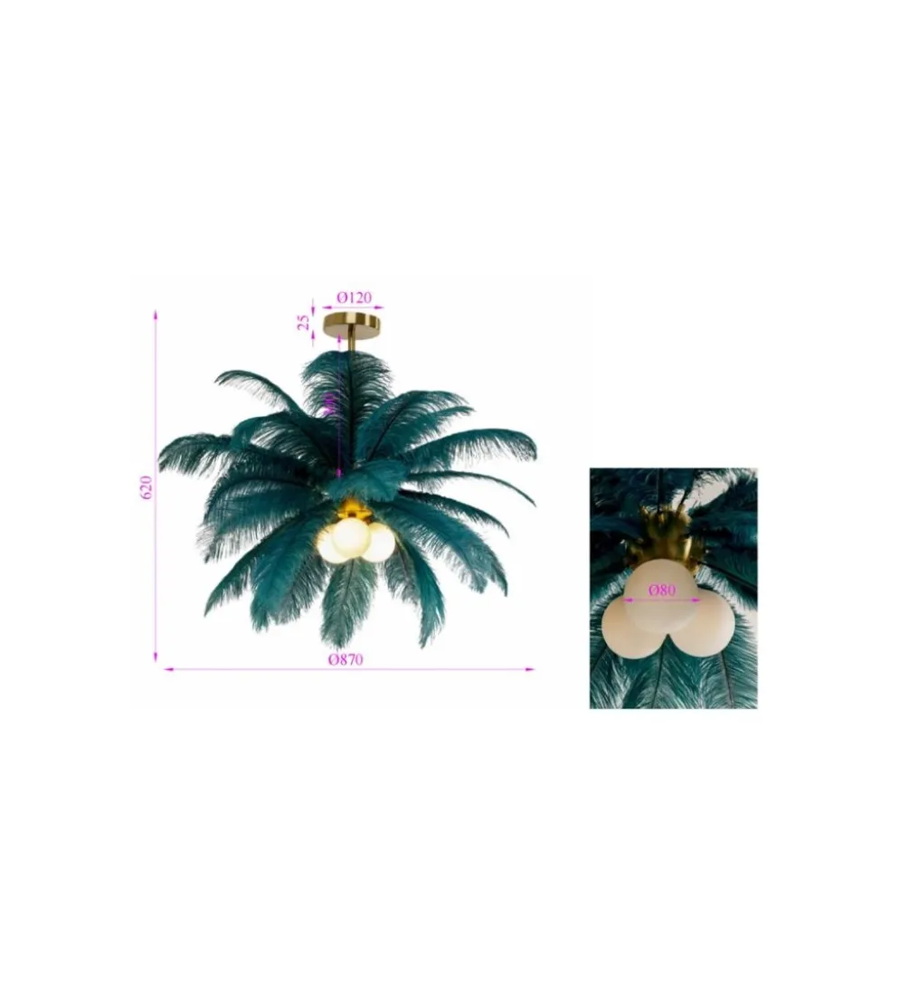 Lampa wisząca FEATHER PALM 87 cm zielona
