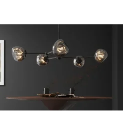 Lampa wisząca LIQUID DIAMOND 5 kloszy szkło dymione