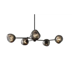 Lampa wisząca LIQUID DIAMOND 5 kloszy szkło dymione