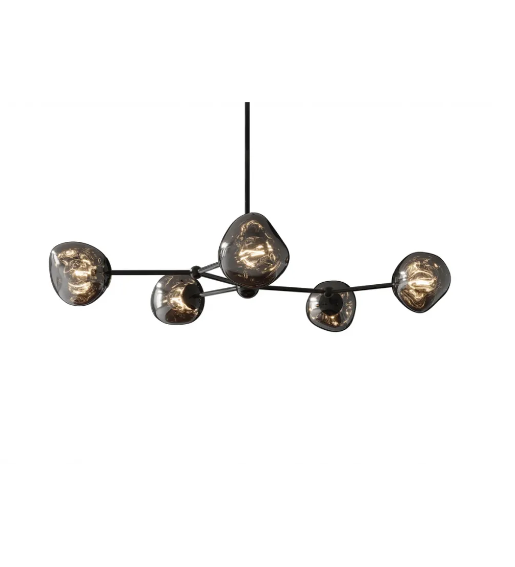 Lampa wisząca LIQUID DIAMOND 5 kloszy szkło dymione