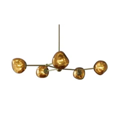 Lampa wisząca LIQUID DIAMOND 5 kloszy szkło złoty