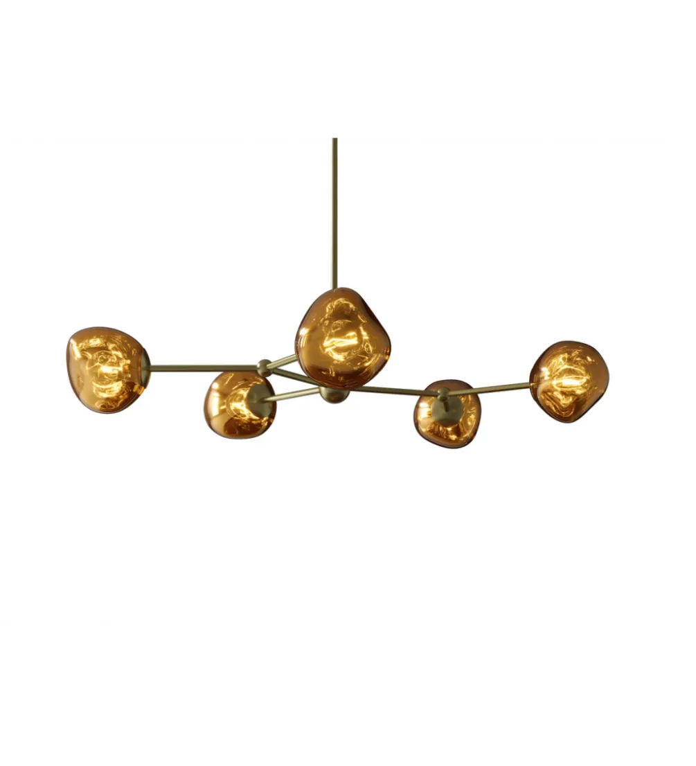 Lampa wisząca LIQUID DIAMOND 5 kloszy szkło złoty