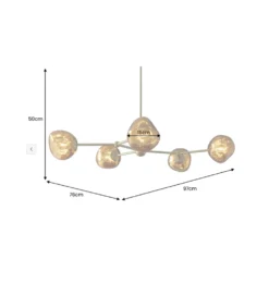Lampa wisząca LIQUID DIAMOND 5 kloszy szkło złoty