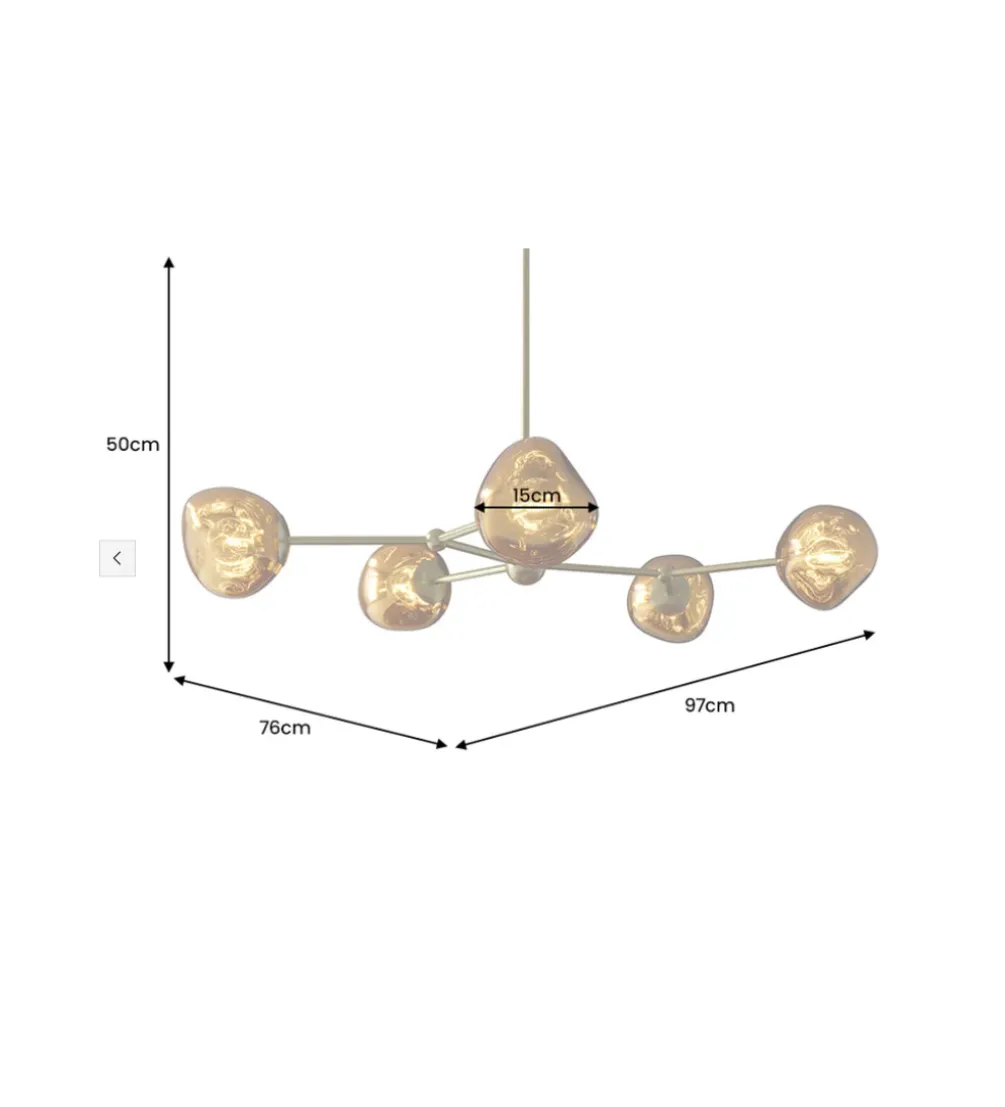 Lampa wisząca LIQUID DIAMOND 5 kloszy szkło złoty
