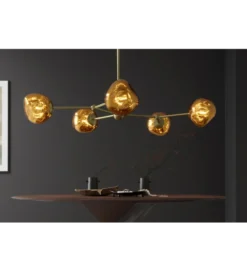 Lampa wisząca LIQUID DIAMOND 5 kloszy szkło złoty
