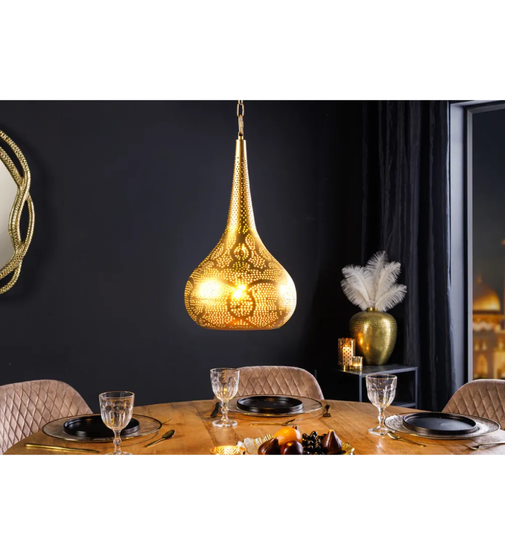 Lampa wisząca ORIENT LIVING 50 cm ze złotym dekorem