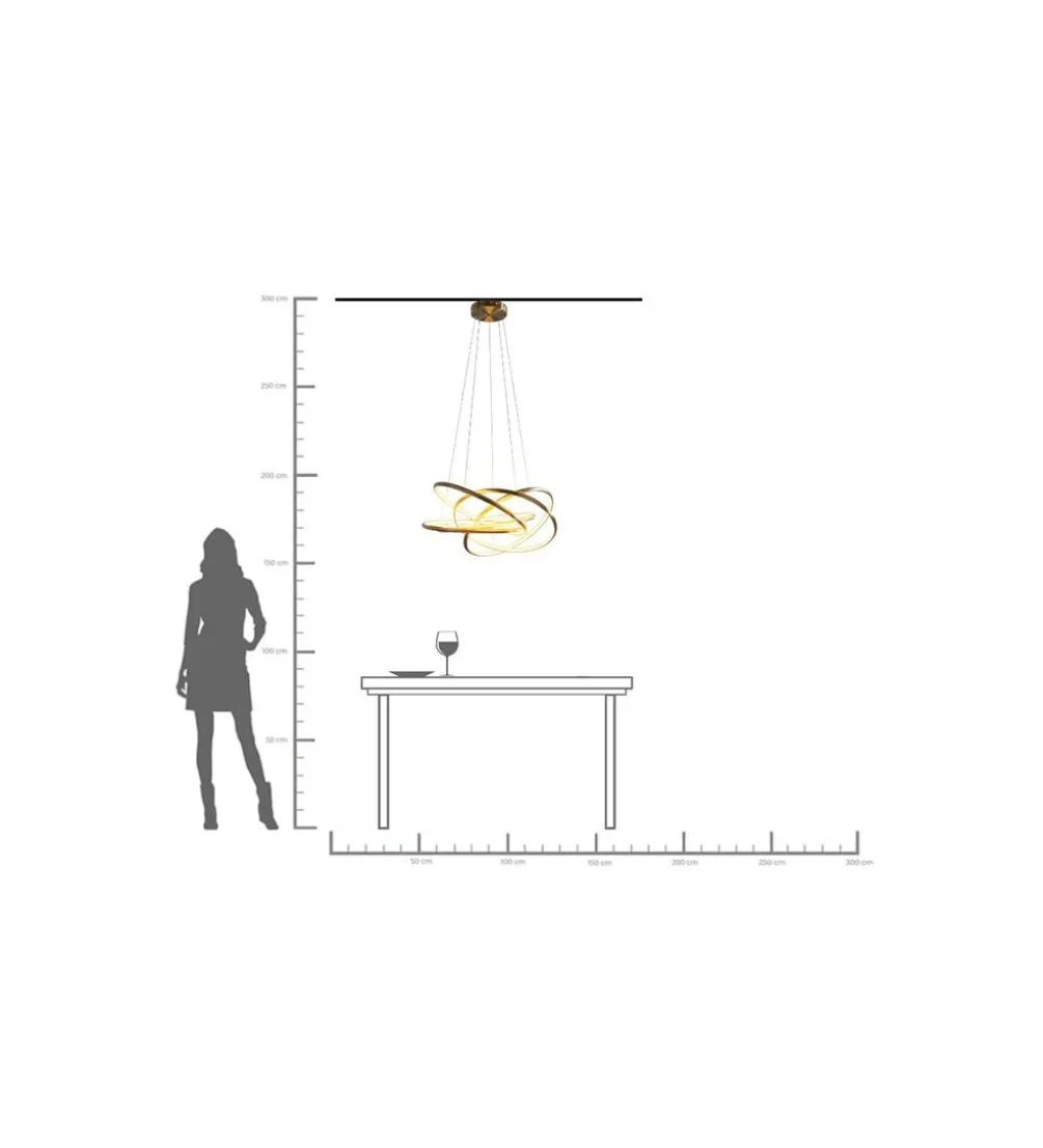 Lampa wisząca SATURN LED 75 cm złota
