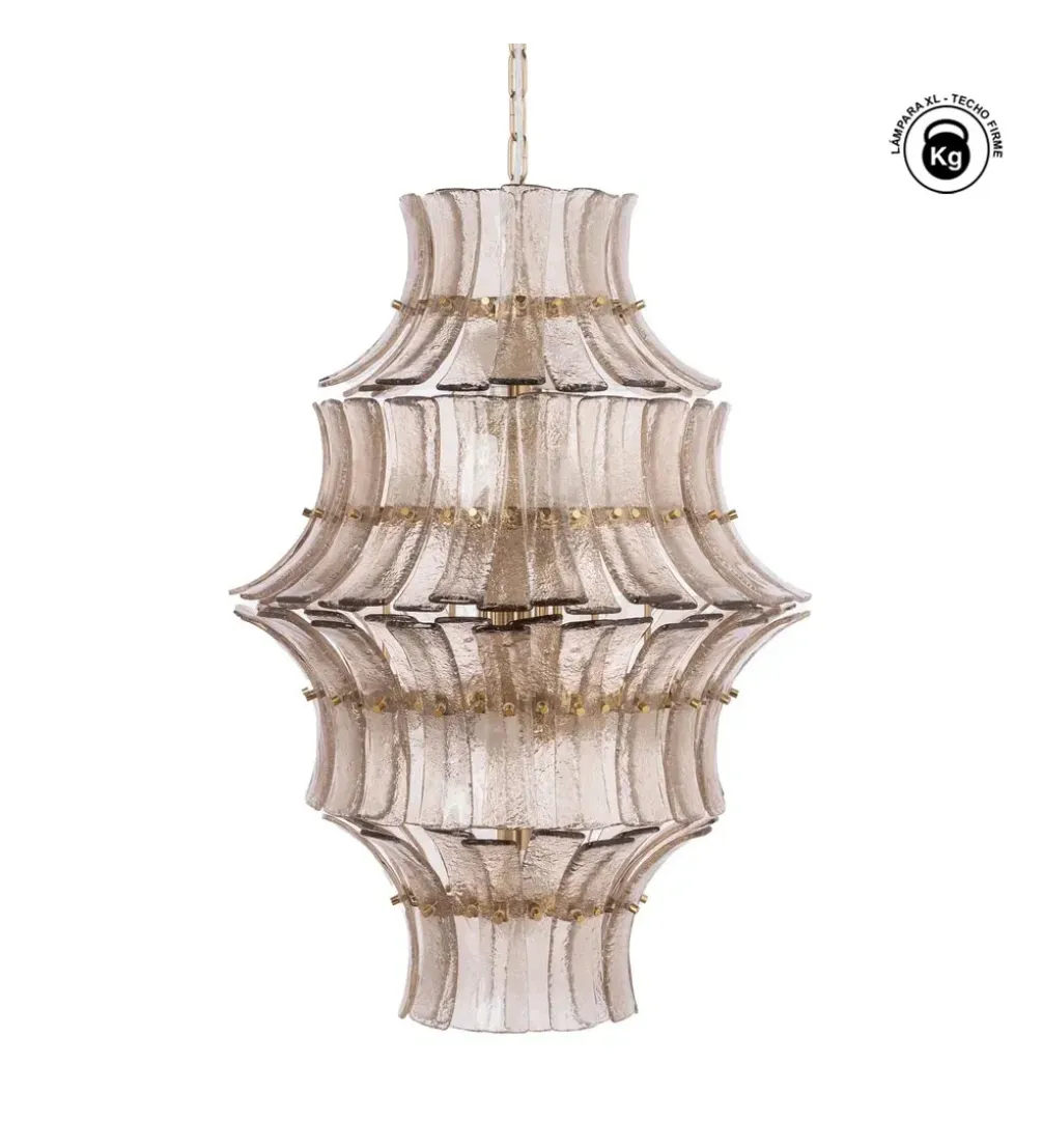 Lampa wisząca TEGOR 53 cm szare szkło