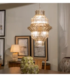 Lampa wisząca TEGOR 53 cm szare szkło