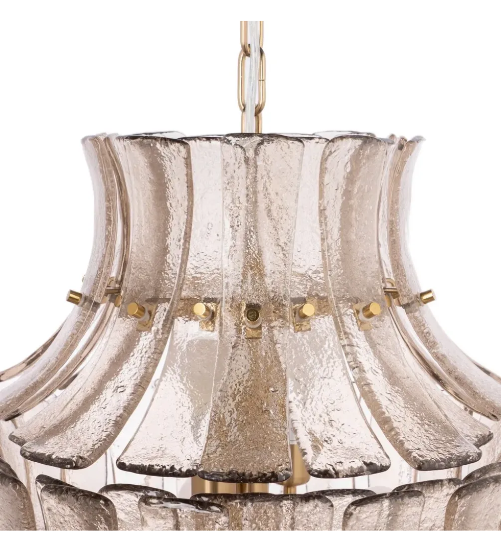 Lampa wisząca TEGOR 53 cm szare szkło