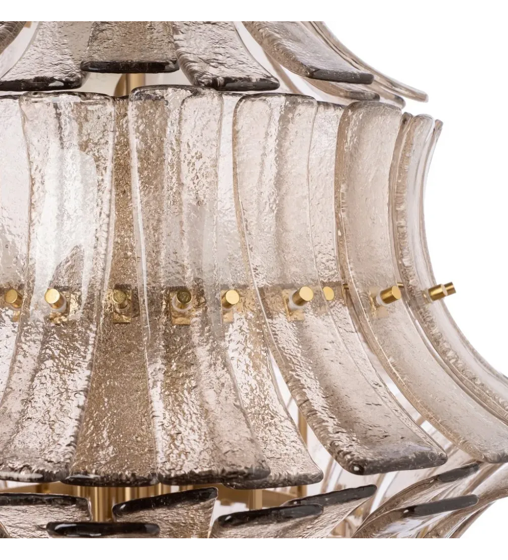 Lampa wisząca TEGOR 53 cm szare szkło