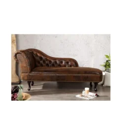 Leżanka BRIGIDA Chesterfield brązowy antyczny