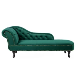 Leżanka BRIGIDA Chesterfield szmaragdowo zielony aksamit