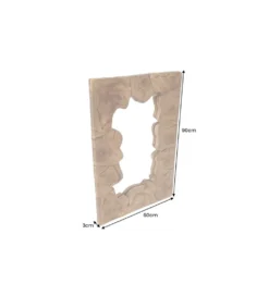 Lustro ścienne MOZAIKA 90 cm drewno tekowe