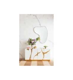 Lustro SHAPE 110 cm x 10 cm w kolorze mosiądzu