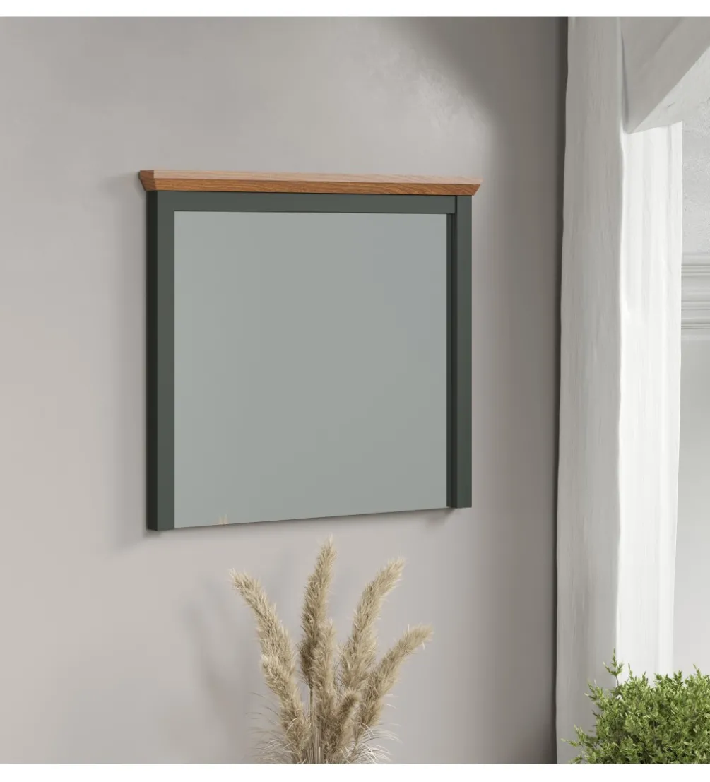 Lustro STANTON 68 cm w optyce dębu Evoke Ciemnozielony