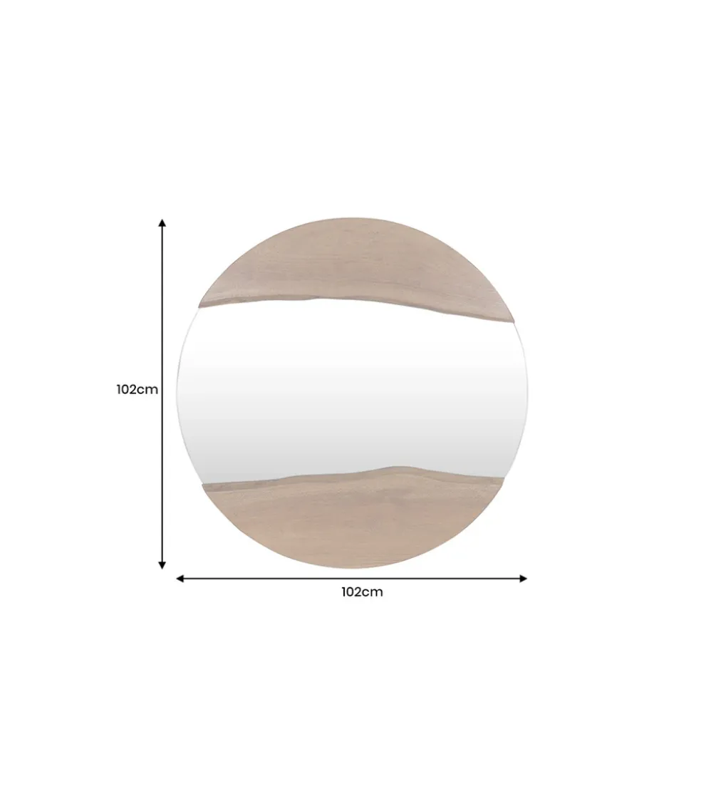 Lustro wiszące MIRROR 100 cm drewno akacja