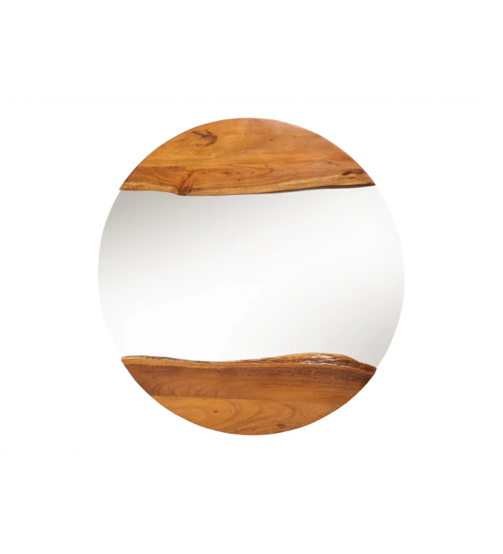 Lustro wiszące MIRROR 100 cm drewno akacja