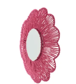 Lustro wiszące RAFFIA 50 cm różowe