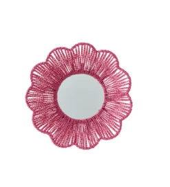 Lustro wiszące RAFFIA 50 cm różowe
