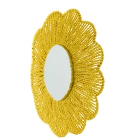 Lustro wiszące RAFFIA 50 cm żółte