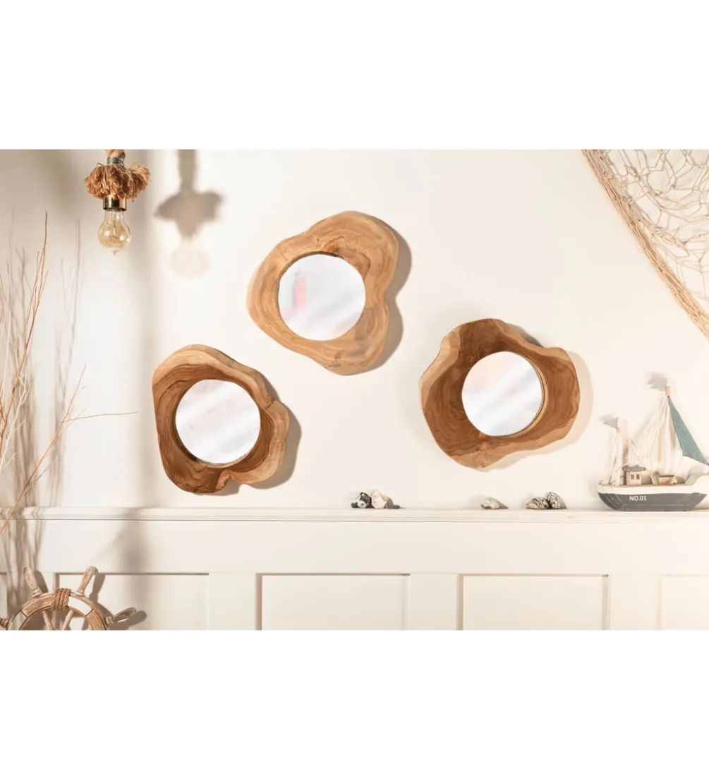 Lustro wiszące Reflect 31 cm drewno Teak
