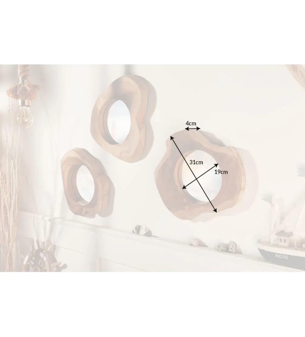 Lustro wiszące Reflect 31 cm drewno Teak