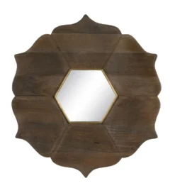 Lustro wiszące RETUNM 90 cm drewno mango