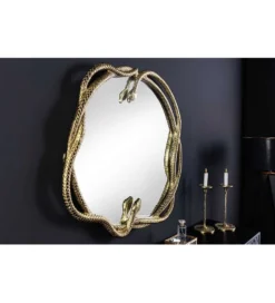Lustro wiszące SNAKE XL 85 cm złote z elementem dekoracyjnym w kształcie węża