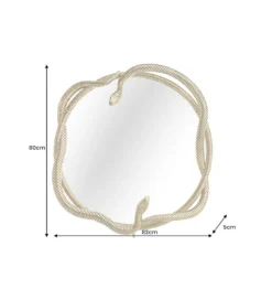 Lustro wiszące SNAKE XL 85 cm złote z elementem dekoracyjnym w kształcie węża