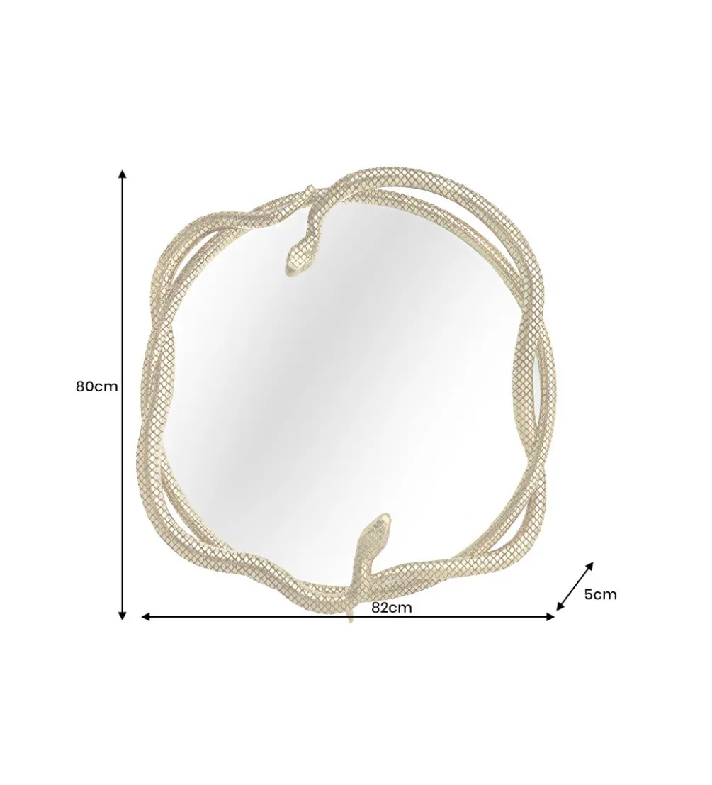 Lustro wiszące SNAKE XL 85 cm złote z elementem dekoracyjnym w kształcie węża