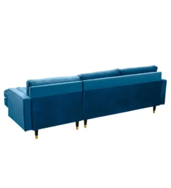 Narożnik Canis Velvet 260 cm ciemnoniebieski aksamit