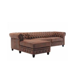 Narożnik Chesterfield 270 cm antyczny brąz lewostronny