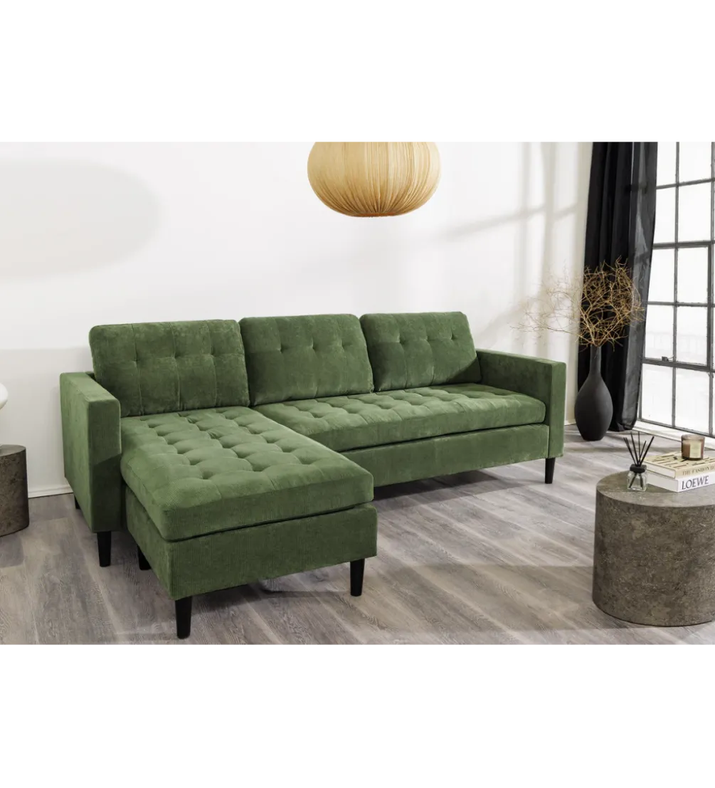 Narożnik STOCKHOLM 220 cm 3-osobowy zielony