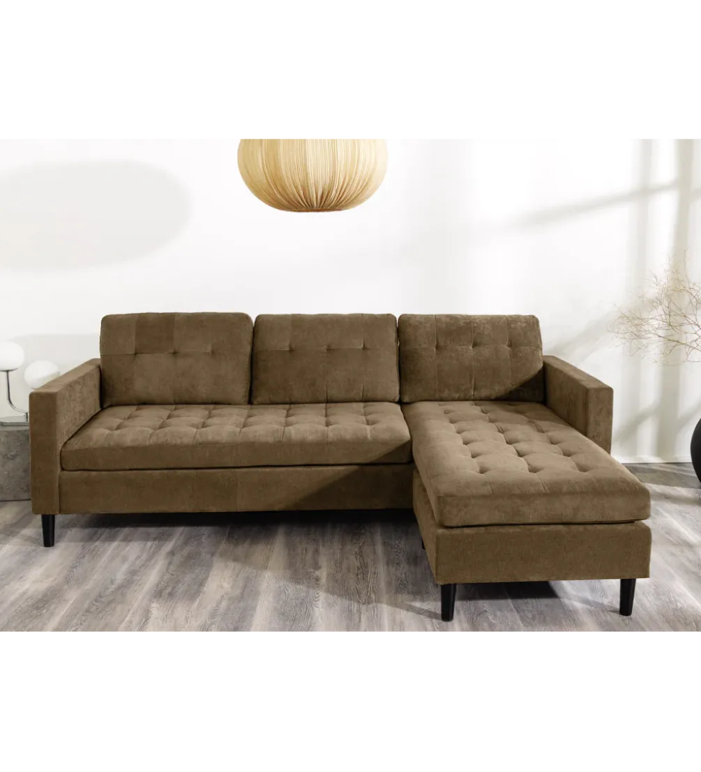 Narożnik STOCKHOLM 220 cm 3-osobowy sztruks jasnobrązowy