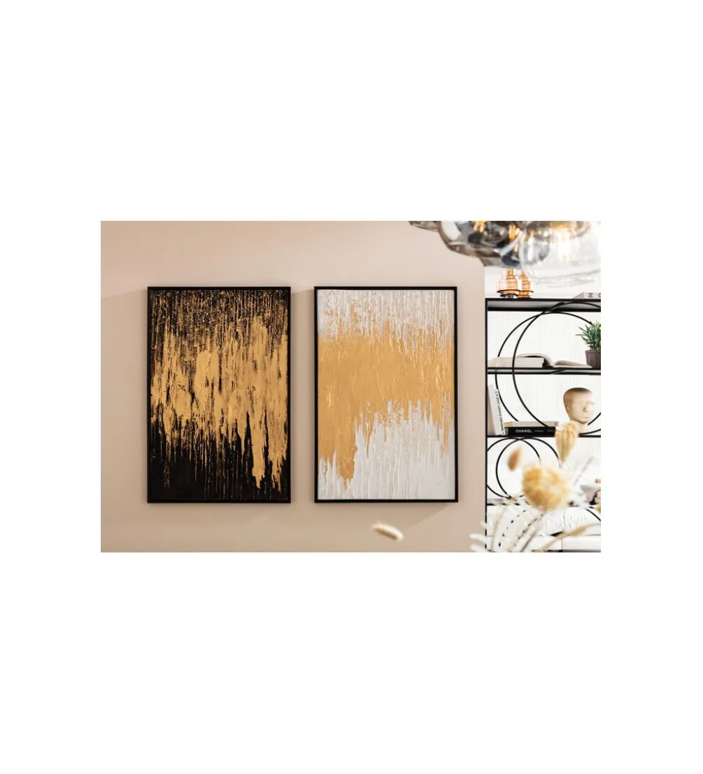 Obraz Abstract 80 cm x 120 cm złoto czarny