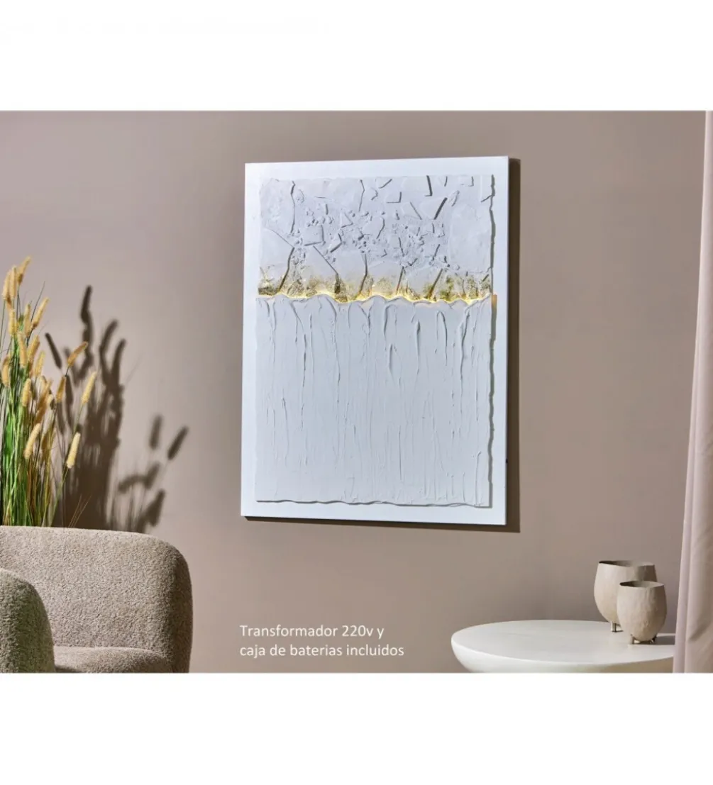 Obraz abstrakcyjny OLEO 90 x 120 cm biało złoty