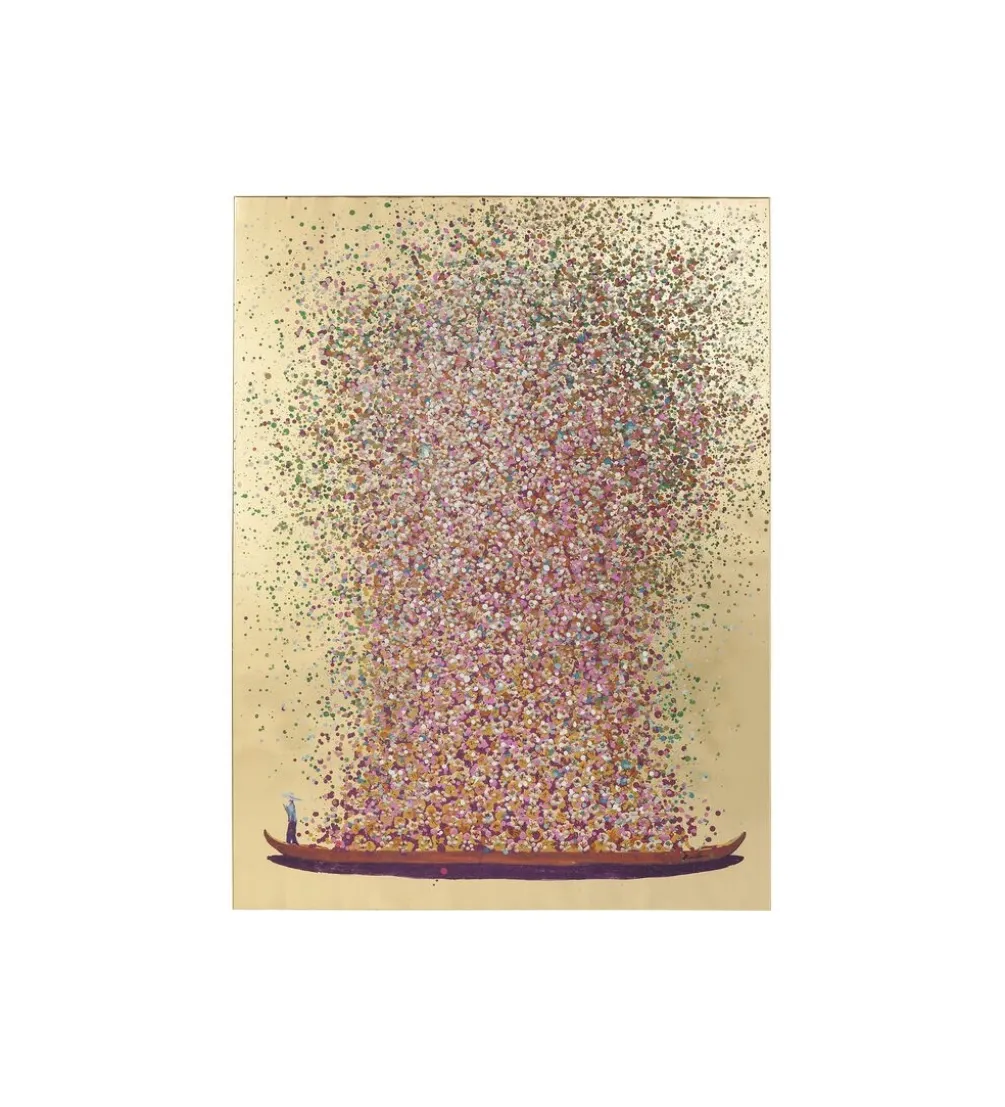 Obraz Touched Flower Boat Gold Pink 80 cm x 100 cm