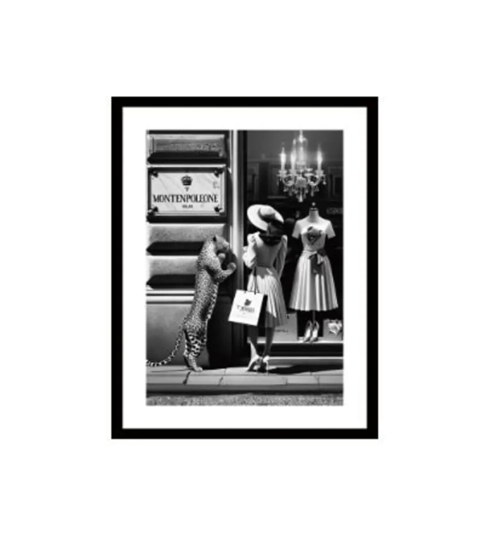 Obraz WINDOW SHOPPING 80 x 120 cm czarno-biały
