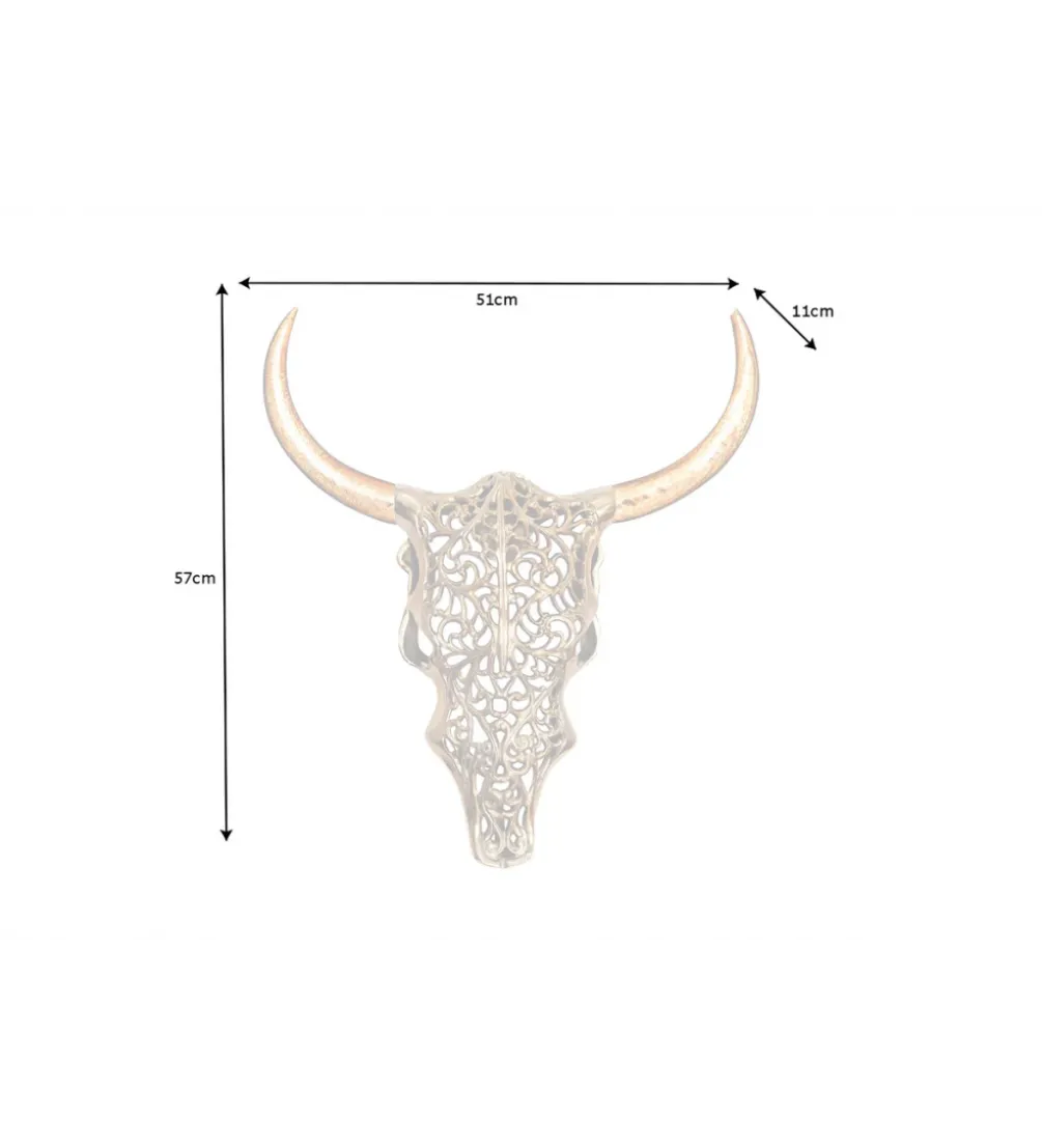 Ozdoba ścienna EXOTIC BULL 57 cm drewno mango złoto