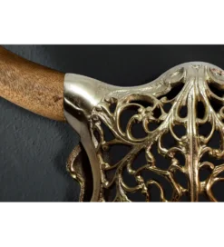 Ozdoba ścienna EXOTIC BULL 57 cm drewno mango złoto