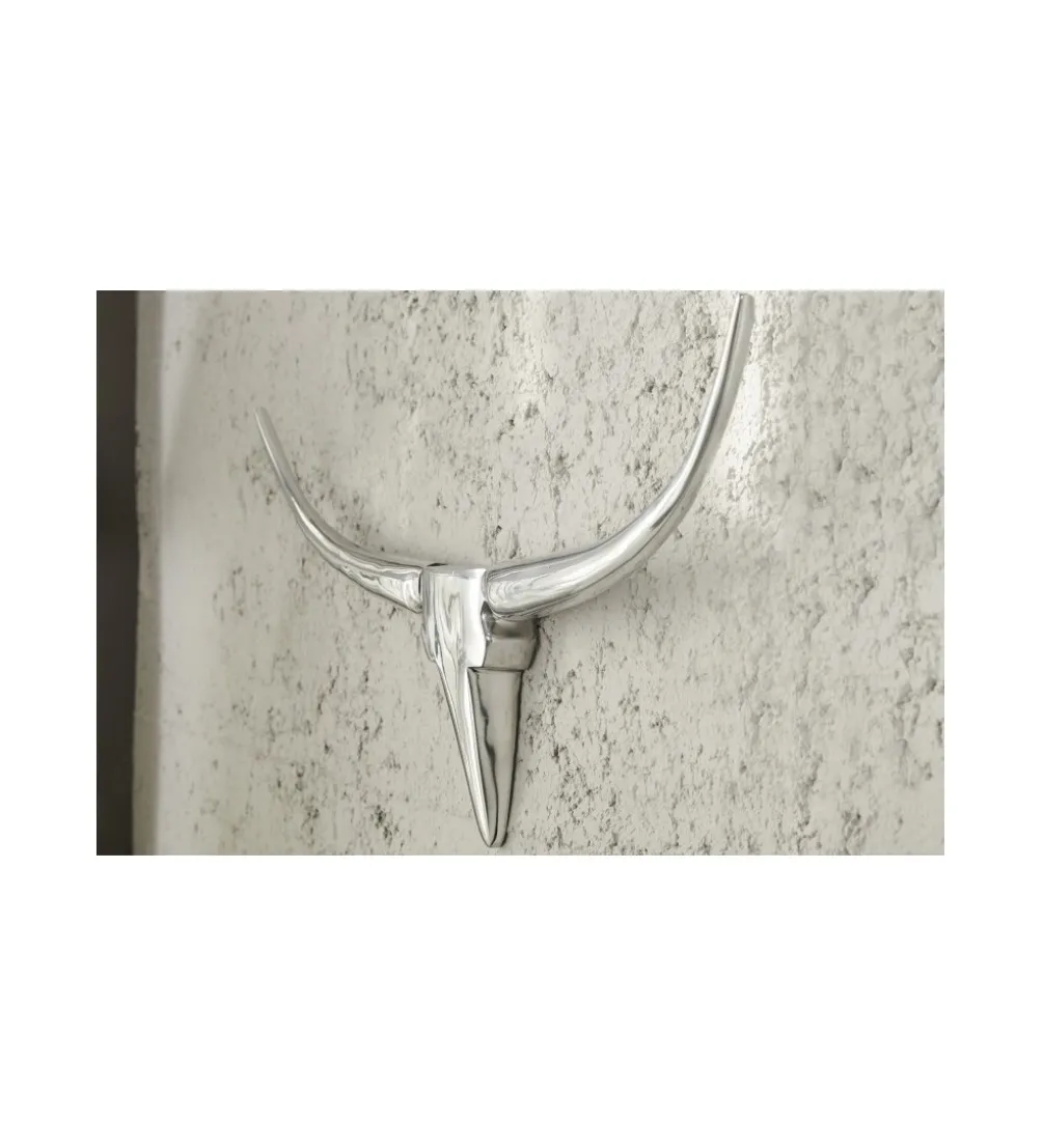 Ozdoba ścienna rogi Bull 75 cm srebrne
