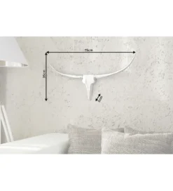 Ozdoba ścienna rogi Bull 75 cm srebrne
