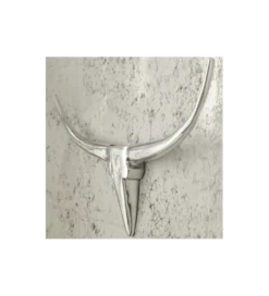 Ozdoba ścienna rogi Bull 75 cm srebrne