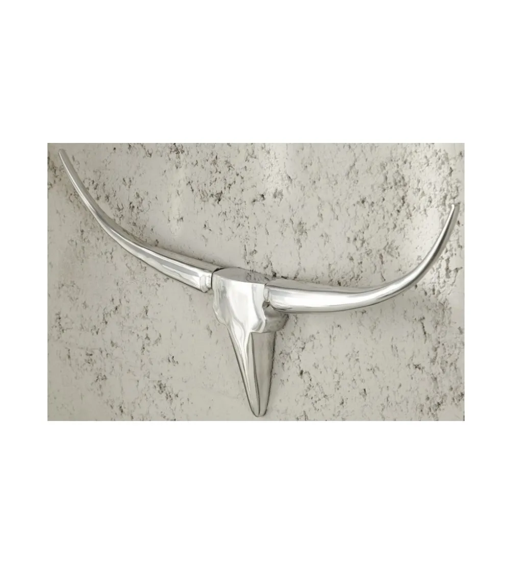 Ozdoba ścienna rogi Bull 75 cm srebrne