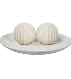 Ozdoba RUSTIC 12 cm ceramiczna kula biała